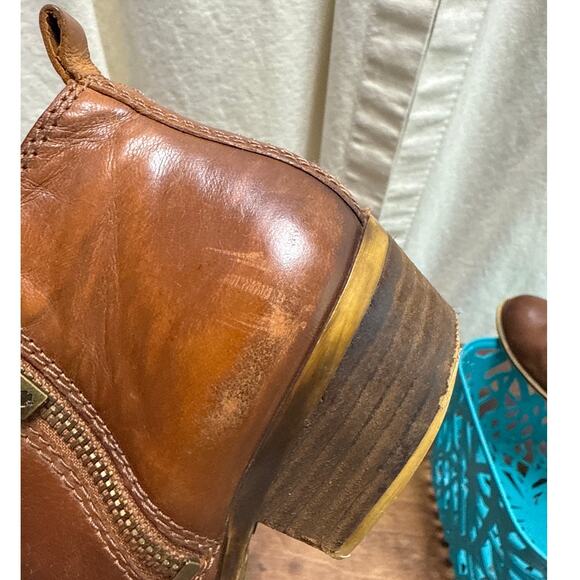 Fossil Basel Leather Ankle Boots Bootie Women's Size 6 1/2 Toffee Side Zipper - Picture 12 of 14